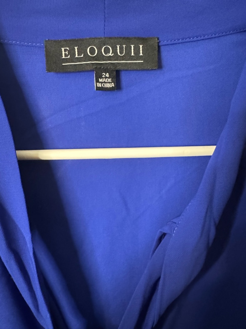 Eloquii Cobalt Tie-Neck Flutter Sleeve Blouse - Picture 3 of 8